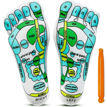 Acupressure Reflexology Socks for Women/Men, 5-Toe Separate, Cotton, Massage Socks with Charts (English/Spanish), Rod Included