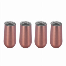 Gobelet isotherme en acier inoxydable avec couvercle - Gobelet portable en forme d'œuf - Cadeau tendance - 177 ml, doré (lot de 4)