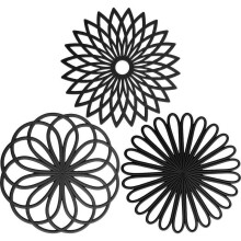 Jetcloudlive Lot de 3 dessous de plat en silicone, antidérapants et résistants à la chaleur, ronds, en forme de fleur ajourée, tapis décoratif