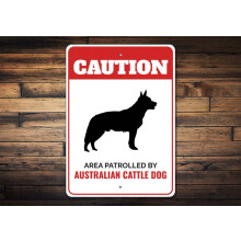 Panneau en métal aluminium représentant un bouvier australien, un Blue Heeler, un cadeau d'avertissement sur les races de chiens, panneau en métal