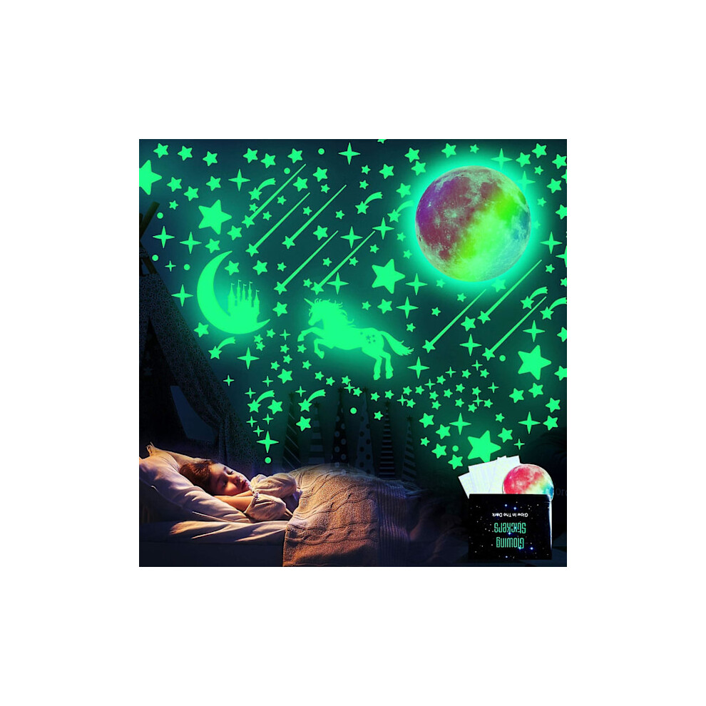 2024, Luminous Stickers, 297 Luminous Stars And Moon Stickers, Fluorescent Ceiling Decoration Stickers Light