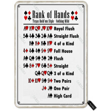 Décoration murale vintage en fer forgé « Rang de mains au poker » (20 x 30 cm) : idéal pour la maison, la cuisine, la salle de bain, la