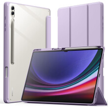 Hoesje compatibel met Samsung Galaxy Tab S9 Ultra 14,6 inch met S Pen-houder, heldere transparante achterkant, schokbestendig, drievoudig opvouwbaar