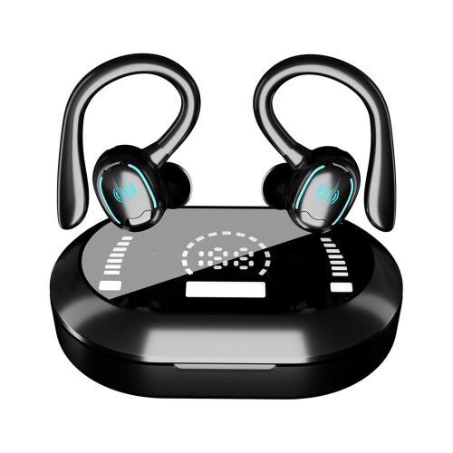 Auricolare Bluetooth wireless con ampio display digitale illuminato, ideale per lo sport, con porta Bluetooth Type-C e Bluetooth 5.3. 1