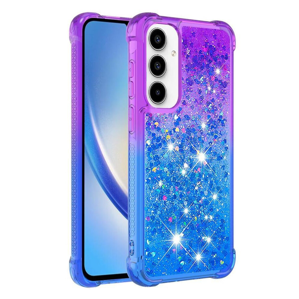 Case For Compatible With Samsung Galaxy A55 5G Funny Bling Shiny Crystal Flowing Sparkle Moving Cover Clear Bumper Liquid Glitter 9423501564634