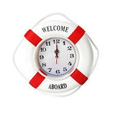 Décorations lumineuses pour la maison, cadeaux de Noël, horloge murale scintillante en bois rouge avec bouée de sauvetage, idéale pour la chambre