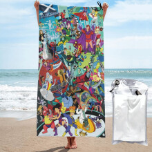 Serviette de bain à séchage rapide Futurama, en microfibre, idéale pour la plage et la natation au quotidien, 70 x 140 cm.