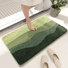 Tapis de bain UAEBM, en microfibre ultra douce et absorbante, antidérapant et moelleux, lavable en machine, compatible avec baignoire et sol, vert