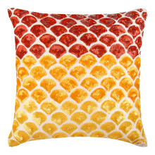 Taie d'oreiller 61 x 61 cm, motif Art déco ivoire ombré à sequins scintillants, taie d'oreiller carrée en soie, décoration géométrique
