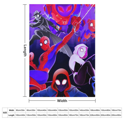 Κουβέρτα IntoTheSpider-Verse Queen Size, συμβατή με δώρα με βεντάλια, εξαιρετικά απαλή, ελαφριά 1