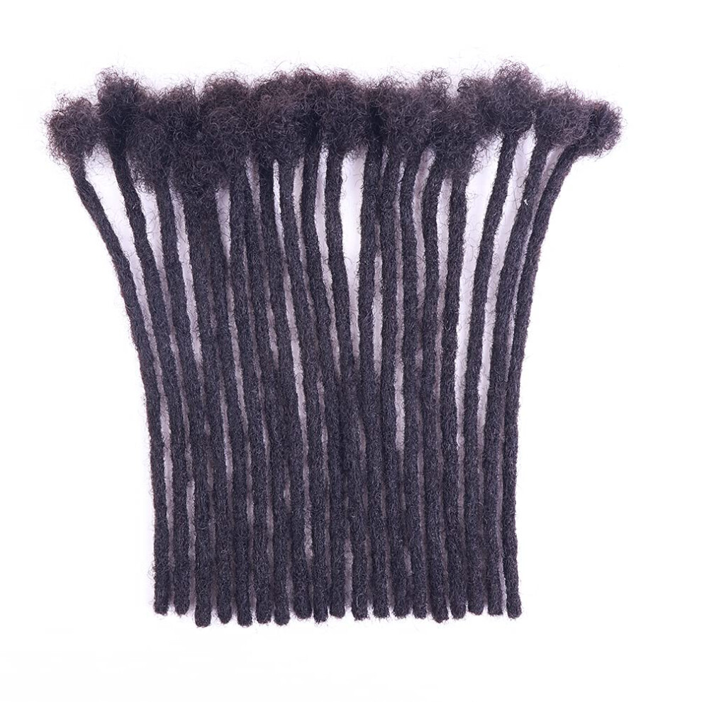 Unisex 8 Inch Human Hair Loc Extensions 30 Strands Handmade Afro Kinky Dreadlocks Natural Mature Look