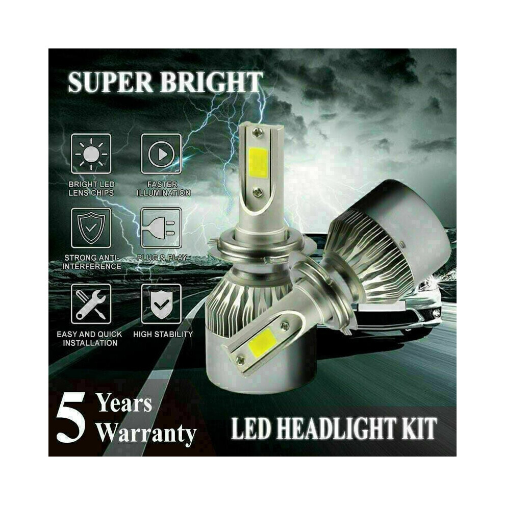 Bright Led Car Lights, High Lumen Output 8000Lm Cool 6500K, H7 Led Headlights With Superior Aviation Aluminum For Safe Driving White 9176269093709