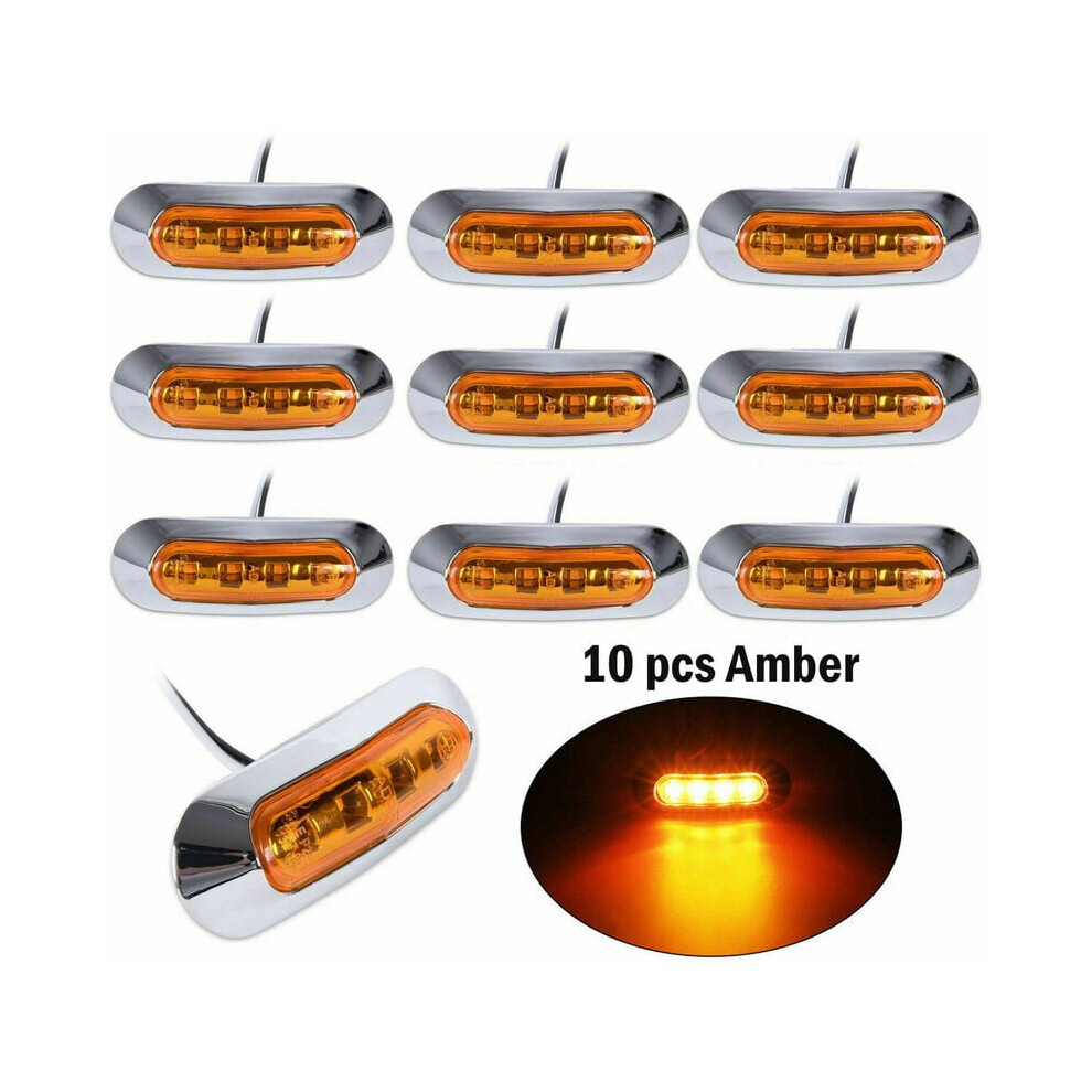 Side Marker Indicator, Led Clear Lens, Submersible Waterproof For Truck Trailer, 10Pcs Side Marker Lights For Auto, Rv, Boat Amber/Light 9138057169577