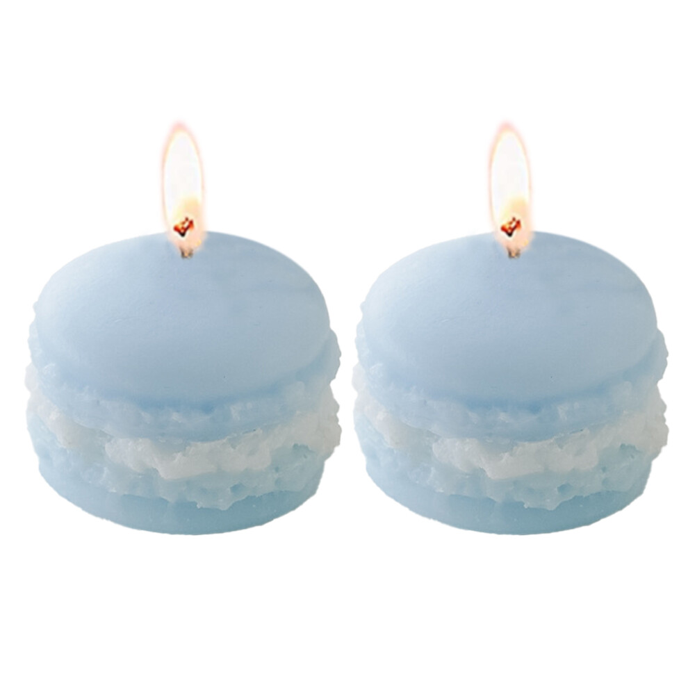 Makaron Design Water Scented Decorative Candle, Long Burning Unscented Soy Wax With Cotton Wick For Home Office Decoration, Improves Air Quality Blue 9138057172706