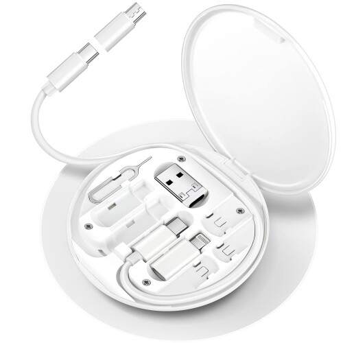 Charging Solution Storage Box, All-in-One Fast Charge Adapter for Mobiles, Multi-Functional with Type C Cable & Adapters, Durable Construction