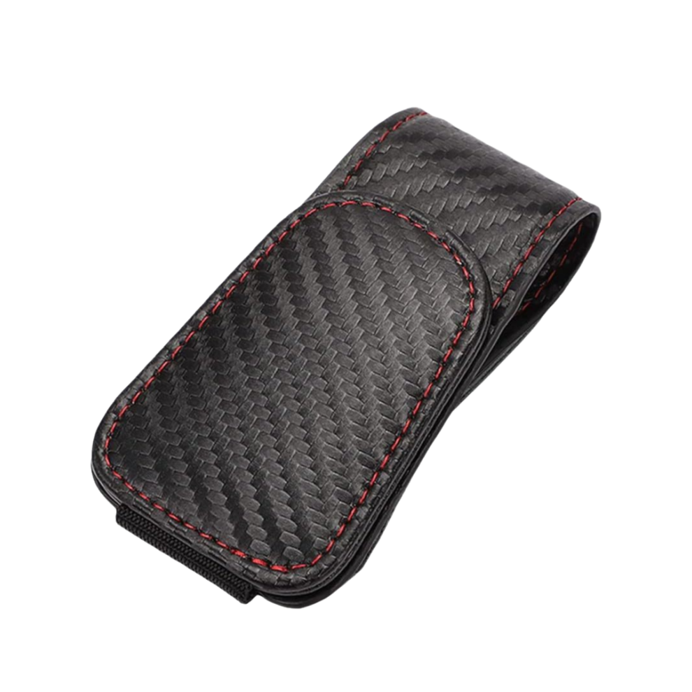 Leather Sunglass Clip For Car Visor, Universal Sunglasses Holder Accommodates Different Size Eyeglasses, Stylish Design For Car Accessories (Carbon 9138057170993