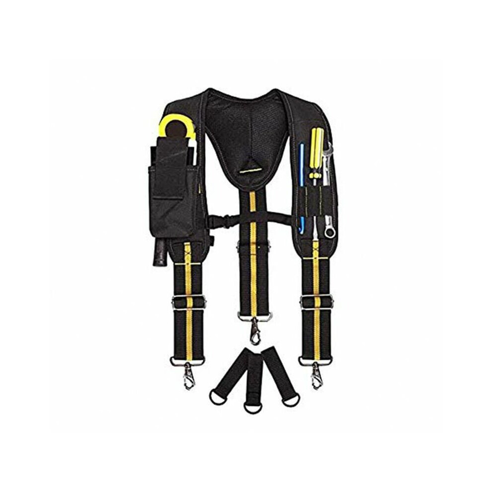 Adjustable Work Suspenders For Heavy Duty Tasks, Electricians Professional Gear Polyester Reinforced Shoulder Strap, Breathable Mesh Foam Design 9176269100605