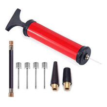 Portable Air Pump, Eco-Friendly Manual Operation For Sports Balls, Yoga Balls & Swim Rings, Including 5 Needles, 2 Nozzles, And 1 Hose, Portable