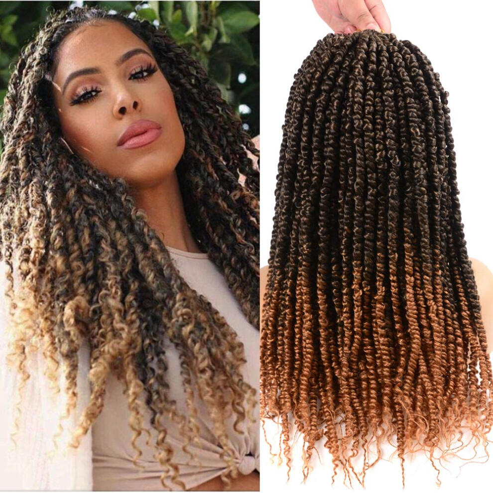 Unisex 7 Packs 20 Inch Pretwisted Passion Twist Hair Extensions, Bohemian Crochet Braiding Hair T1b/27