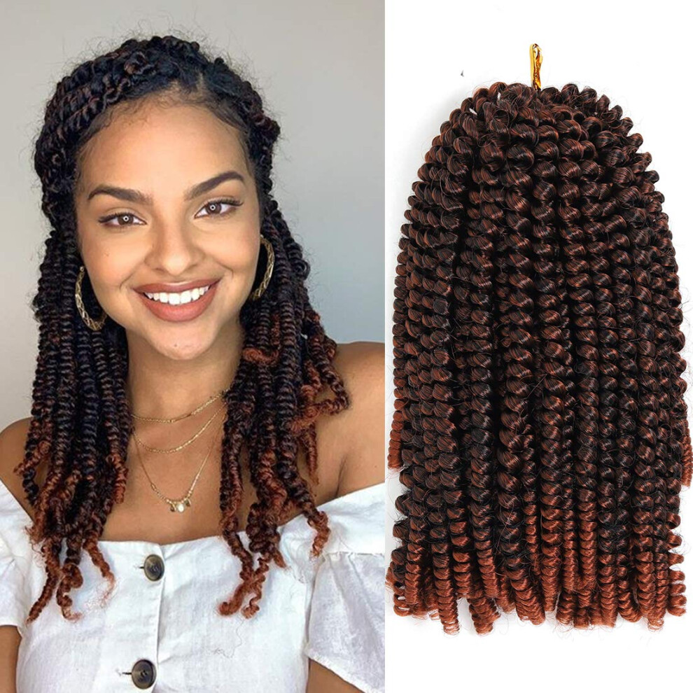 Spring Twist Crochet Braids 12 Inch Ombre M1B 350 Synthetic Hair Extensions Low Temp Fiber