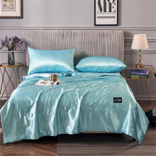 Coverless Duvet Lightweight Satin Quilted Bedspread for All Seasons, Soft Washable Summer Blanket Throw (Aqua, 150x200cm)