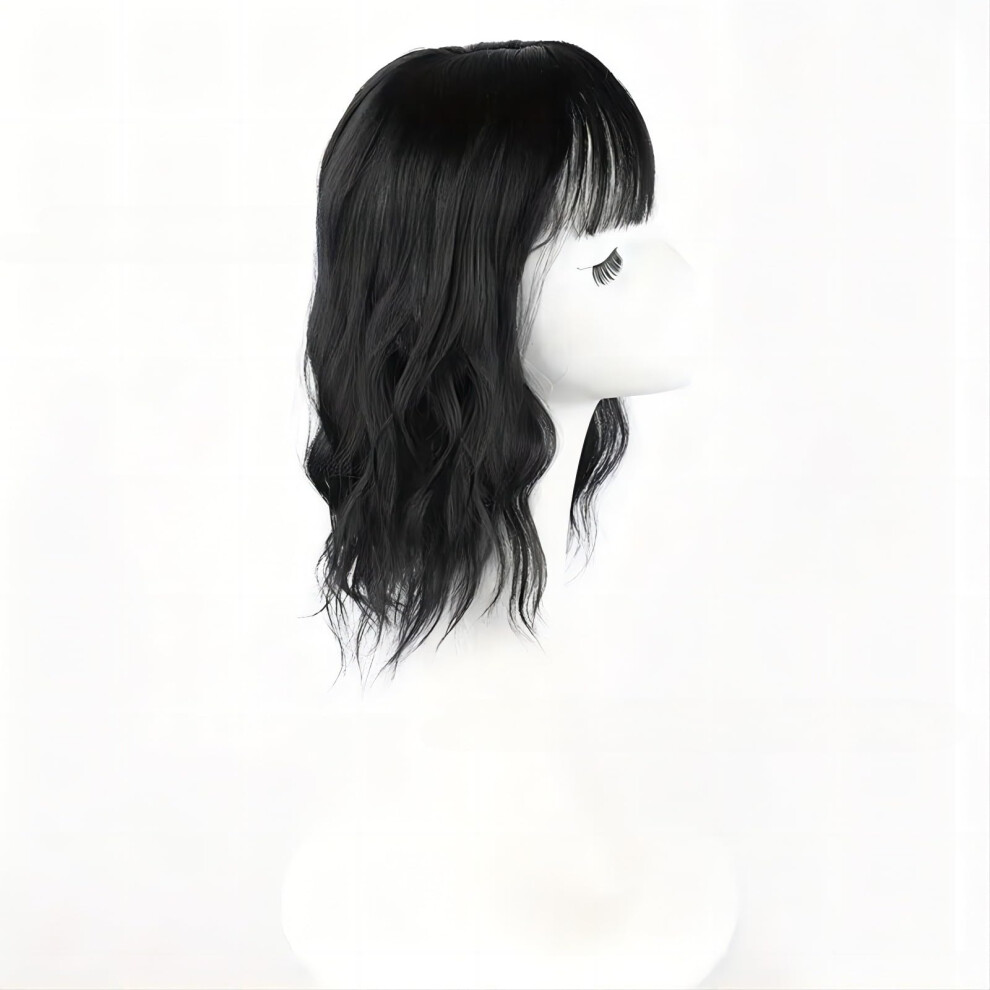 Unisex Hair Topper Clip In Curly Wiglet With Bangs For Women Thin Hair 30Cm Synthetic Wavy Hairpiece