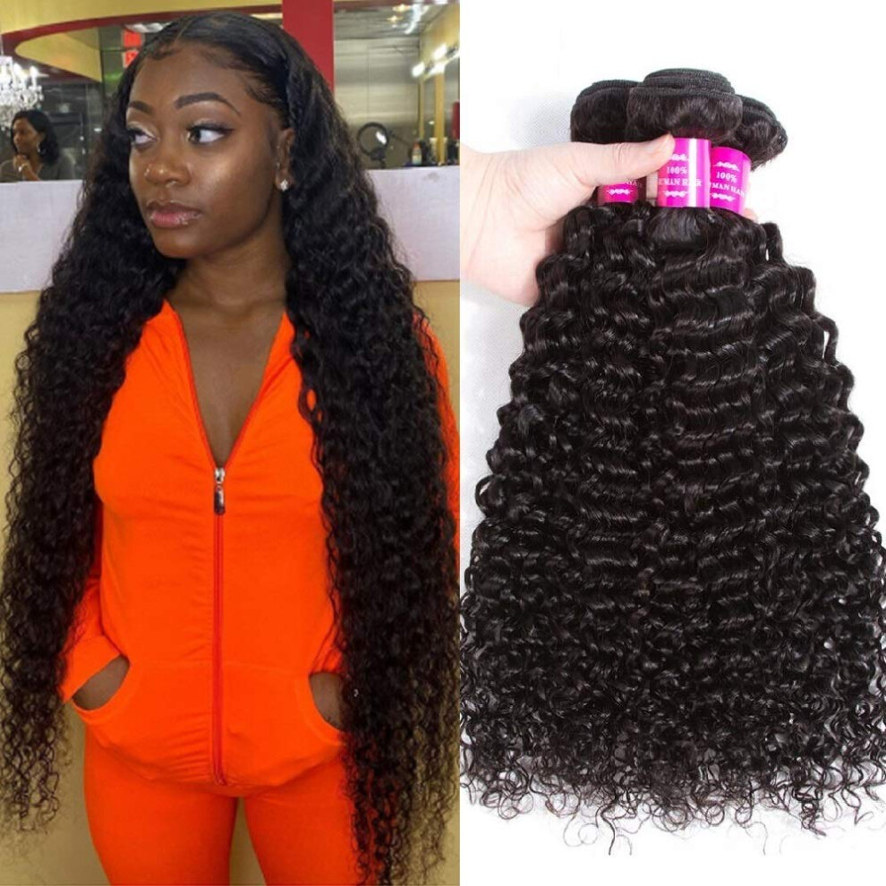 Unisex Brazilian Kinky Curly Human Hair Bundles 10A Virgin Wet And Wavy Extensions 12 14 16
