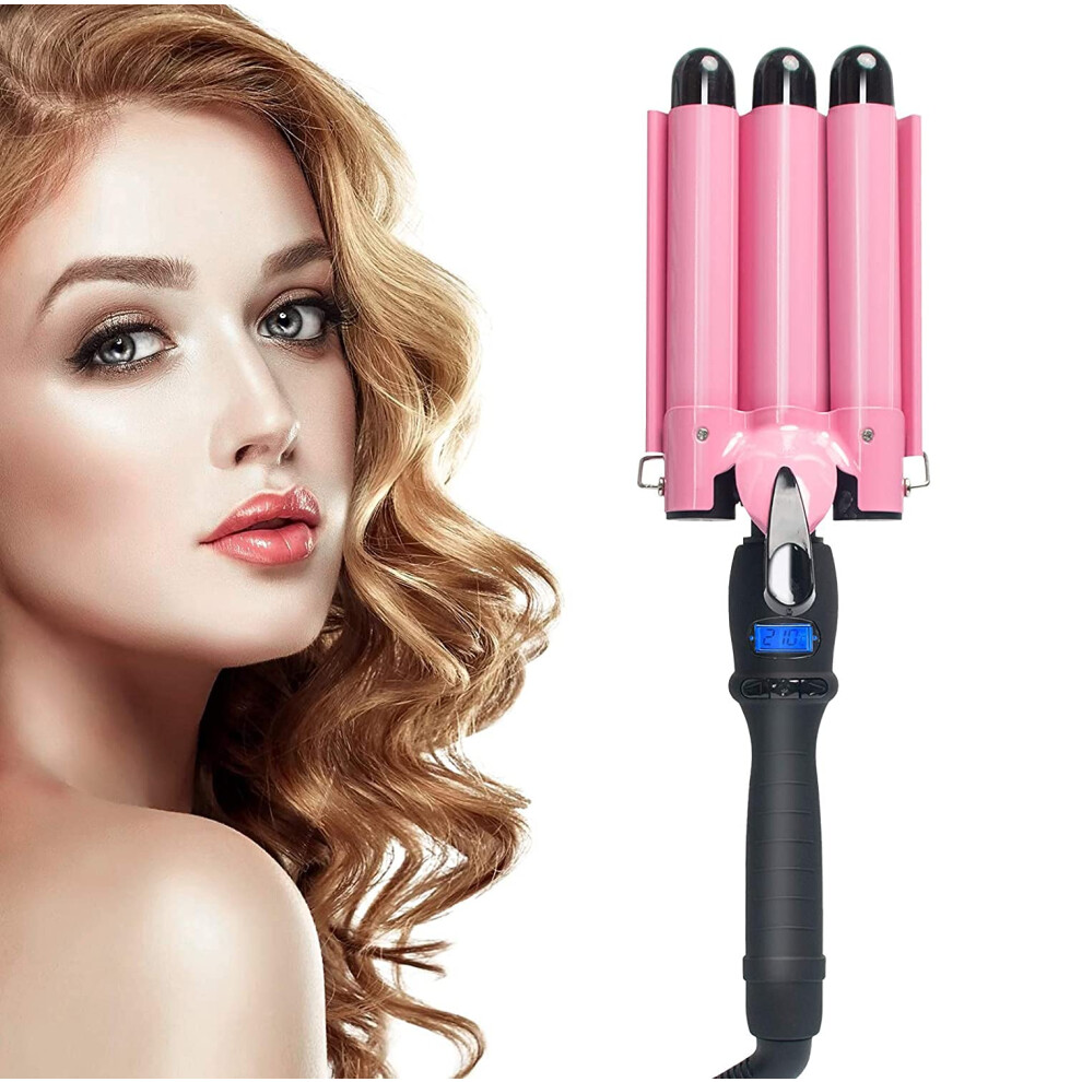 Triple Barrel Curling Iron with LCD Display, Fast Heat Up, Precise Temperature Control, 20mm