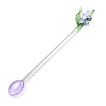 Drinkware Stirrers with Floral Accent, Reusable Glass Stirring Spoons for Coffee Tea, Dishwasher Safe Heat Resistant Teaspoons, Delicate Workmanship S