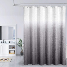 DERCLIVE texturerat ombre-randigt tygduschdraperi, 180 x 180 cm duschdraperi med 12 krokar