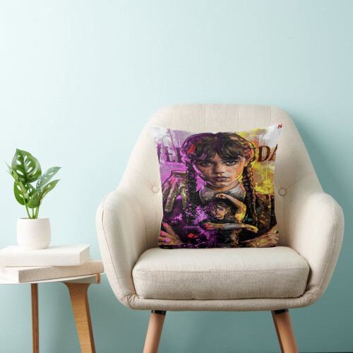 Capa de almofada decorativa Adams Wednesday, quadrada, 40 x 40 cm (16 x 16 polegadas), para sofá, poltrona, casa, quarto, carro, uso interno e 2