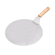 12 Inch Stainless Steel Pizza Peel with Ergonomic Wooden Handle and Sharp Blade Pizza Cutter
