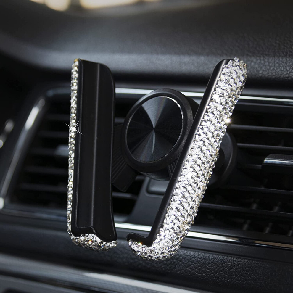 Bling Cell Phone Holder, Universal 360ÃAdjustable Car Phone Mount With One More Air Vent Base, Crystal Car 9773935703933