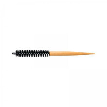 Small Round Hair Brush for Blow Drying with Nylon Bristles, Frizz Reduction, Wooden Handle