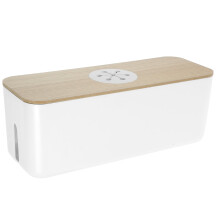Draadstekkerdoos, kabelorganizer, kabelopbergdoos, bureau-stroomaansluitdoos, draaddoos, witte houten