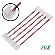 20 adaptadores de conector PCB LED de 2 pines para tiras 5050 monocromáticas y RGB de 8 mm de ancho