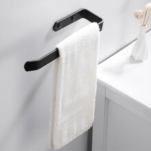 Porte-serviettes mural Willstar en aluminium, barre de bain simple, support pour serviettes de salle de bain, WC et cuisine, fixation par vis (noir)