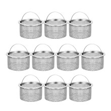 Rustfritt stålfilter 10 stk. anti-tilstopping avløpsfilter filtre for kjøkkenvask