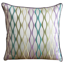 Kissenbezug 56 x 56 cm, mehrfarbig bestickter Jacquard-Webmuster-Quadrat-Kissenbezug für Sofa - Mehrfarbige Wellen