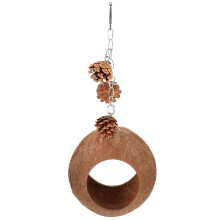 Kokosnootschelp nest, hangend vogelhuisje, kooi, papegaaienhangmat, parkietenspeelgoed, schommel