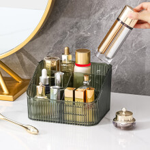 Scatola porta cosmetici trasparente Hesroicy con scomparti multipli per organizzare rossetti e trucchi sul piano del bagno e sulla scrivania.