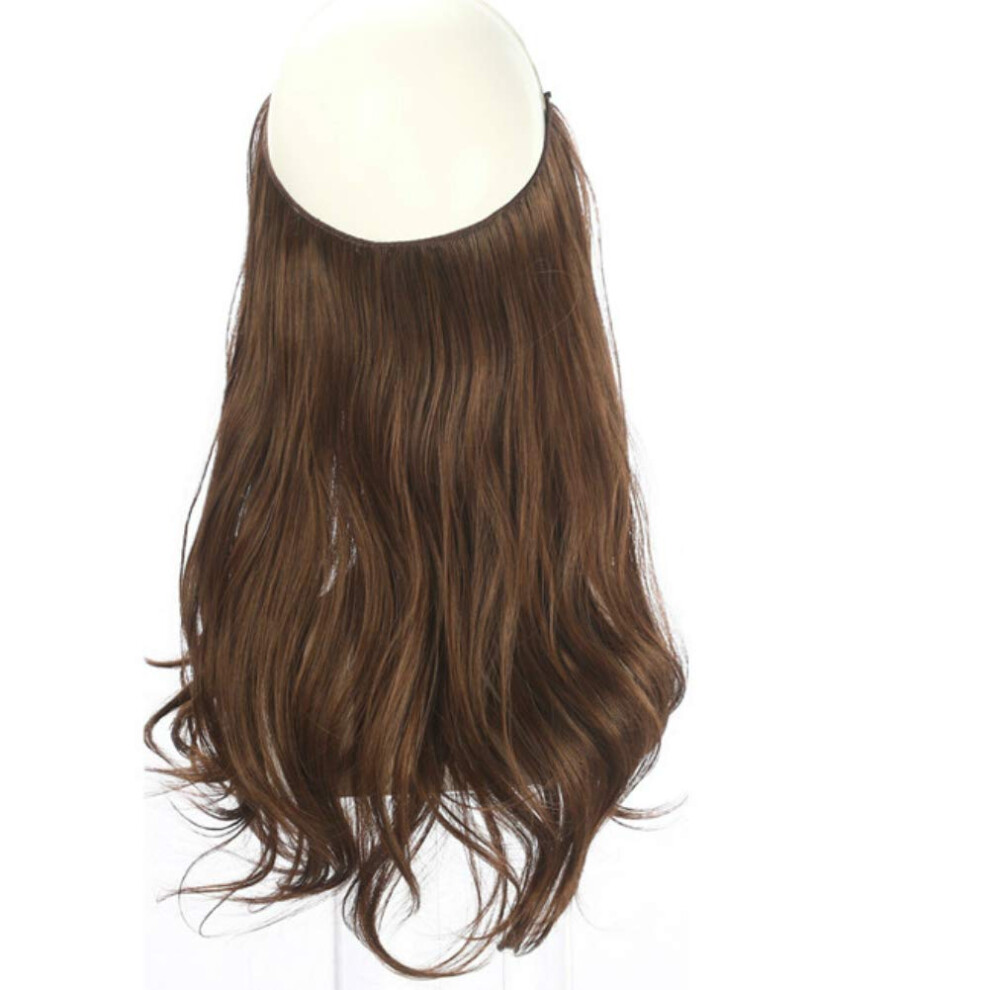 Invisible Wire Halo Hair Extensions Ombre Balayage Wavy Synthetic 14 Inch Heat Resistant