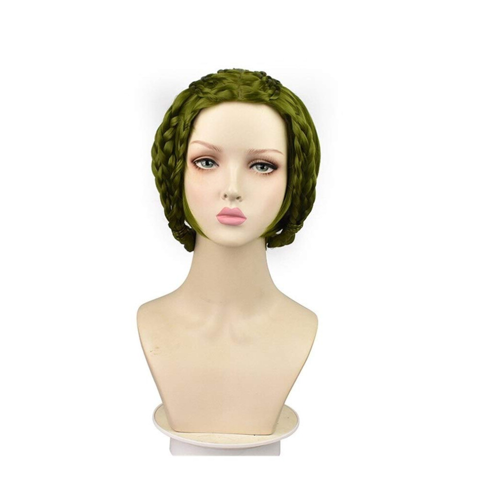 Cosplay Wig Synthetic Curly Short Hair Vibrant Grass Green Soft Fiber for Costume Styling