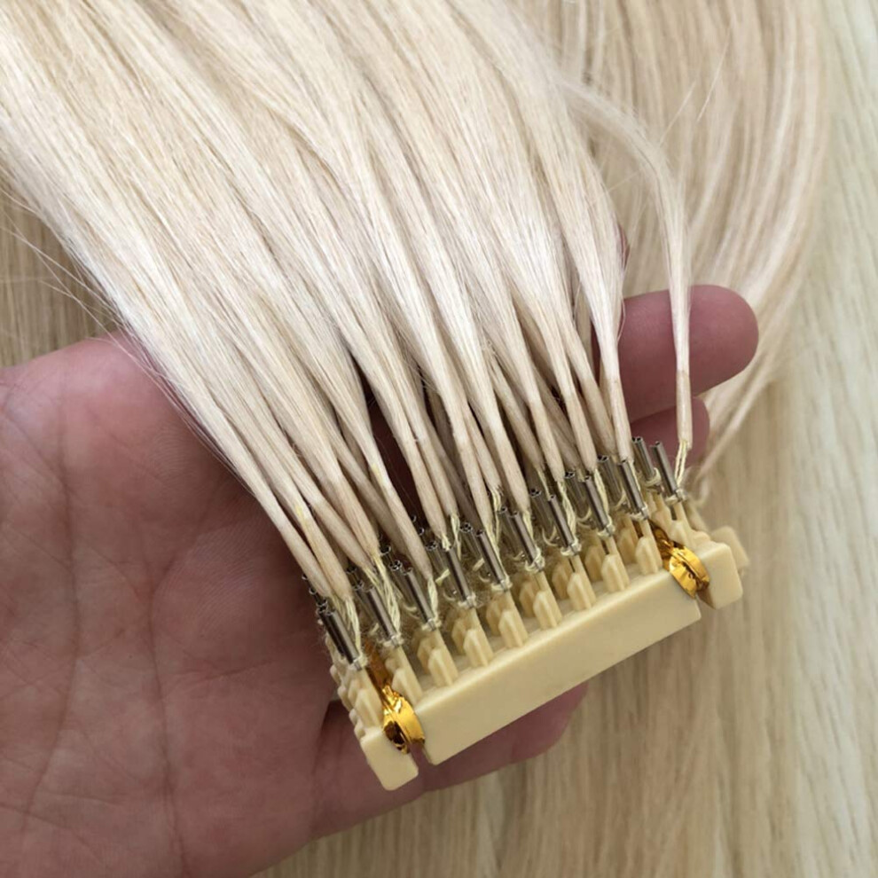 Unisex 6D Human Hair Extensions 16 Inch Blonde #613 Seamless Natural Blend Fast Salon Installation