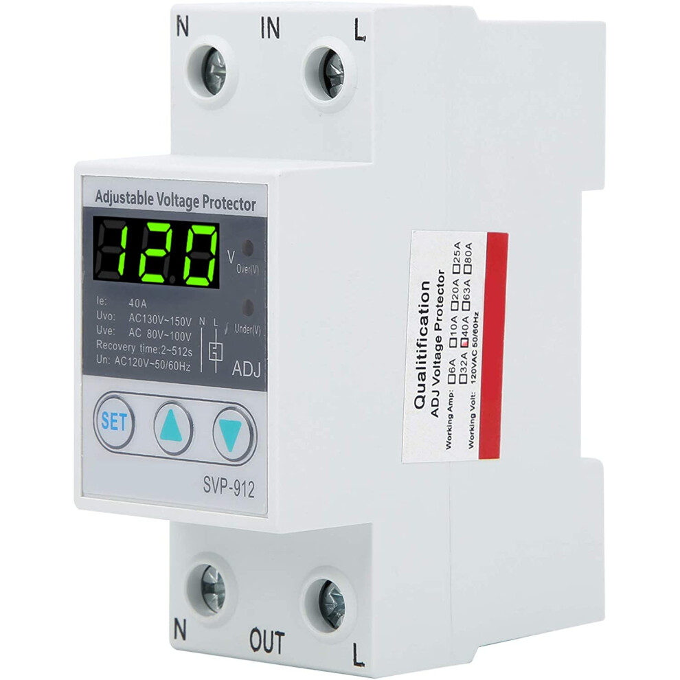Voltage Protector Relay, Svp-912 120Vac SelfâRecovery Voltage Protector Under Voltage Relay Automatic Reset Protection 9395123300078