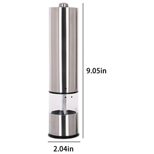 WJSXC Electric Pepper Grinder Set, USB Rechargeable, Auto One-Hand Operation, Adjustable Coarseness, Refillable Silver 2