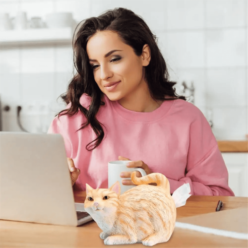 Θήκη για χαρτομάντιλα γάτας - Tabby Cat Square Tissue Box Cover Χαριτωμένα αξεσουάρ μπάνιου B 2
