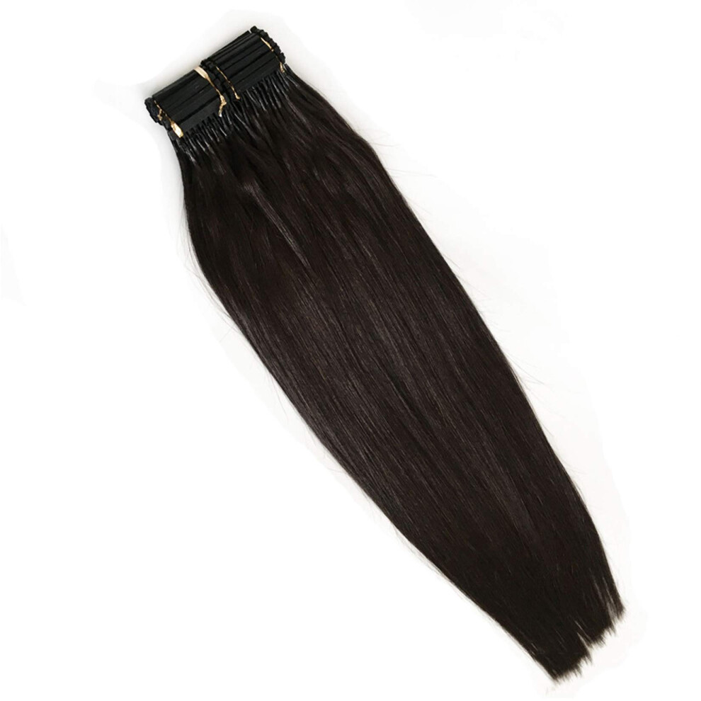 Unisex 24 Inch Silky Straight 6D Human Hair Extensions Clip In, Fast Application, Natural Blend, 10 Rows