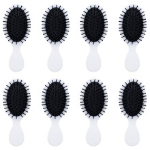 8 Pack Mini Hair Brush Set for Wet and Dry Hair, Compact Travel Detangling Brushes, White Black
