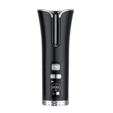 Automatic Curling Iron with LCD Display, Cordless Ceramic Rotating Wand, AntiSticking Sensor, Black